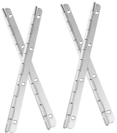SHINEOFI 4 Pièces Charnières Piano Inox Longues Charnières Réglables Acier Inoxydable avec Trous Percés pour Coffres Armoires Utilisation Polyvalente