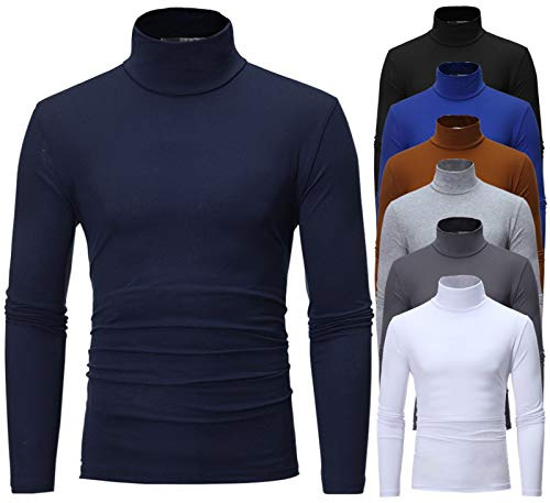 Homme T-Shirt Thermique Manches Longues Haut Thermique Hiver Col roulé homme Pull Chaud Maillot de Corps sous-Vêtement de Détente Chemise à Col Roulé Top Sport