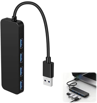 USB Hub 3.0, 4 Port Hub Splitter, Portable USB Adapter Mini Multiport Expander with 5Gbps Data Transfer, for Mouse Keyboard Flash Drive, U Disk, Printer, Laptop Desktop PC Xbox PS5 and More