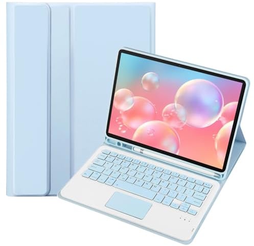 leleyo Funda con teclado para Samsung Galaxy Tab A11+/A9 Plus de 11 pulgadas, funda con teclado Touchpad magnético extraíble QWERTY para Tab A9+, azul