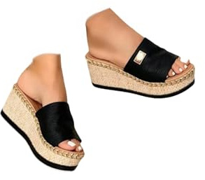2026 New Women's Orthopedic Wedge Sandals,Multicolor Platform Espadrille Sandal,Woven High Heels Open Toe Espadrilles Wedges Boho Casual Comfortable Slip on Slide Shoes