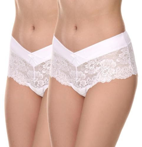 Merry Style Damen Hipster Hot Pants aus Baumwolle mit floraler Spitze atmungsaktive Unterhose mit V-Front Damen Unterwäsche MSGAB155