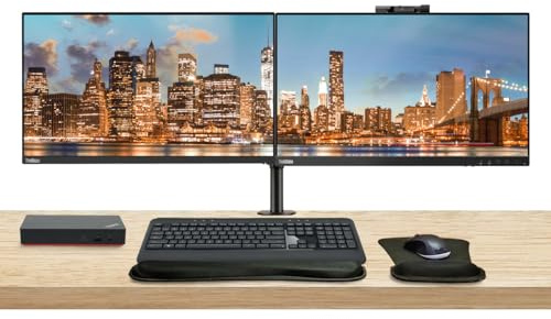 Lenovo ThinkVision T24v 24-inch, 2-Pack Bundle with T24i, HDMI, DisplayPort, Webcam, Speaker, Microphone, Monitor Stand, USB-C Dock, MK540 Wireless Keyboard and Mouse, and Wrist Pad