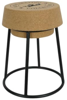 Woodkings Korkhocker Corko – Runder Sitzhocker aus Kork mit Metallgestell – Beistellhocker für Wohnbereich, Küche oder Bar – 40 x 50 cm
