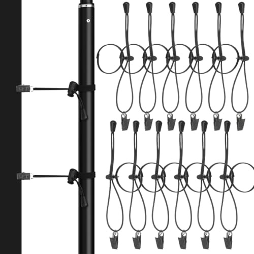 Hemobllo Backdrop Clips, Black Cord, Silver Clips, 8.27-15.75 in, 12 Pack | Durable bungee cord, adjustable tension, wrinkle reduction, firm grip, quick fitting, muslin, voile and paper rolls