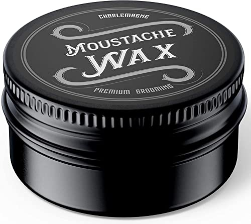 Charlemagne Moustache Wax - 15 ml, starker Halt, Lederduft - Bartwichse Schnurrbart Wachs mit echtem Bienenwachs - Schnurrbart Styling Wax für starken Halt - Bartpflege - Made in Germany