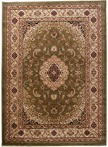 Carpeto Teppich Orientteppich Grün 150 x 295 cm Medaillon Konturenschnitt Muster Iskander Kollektion