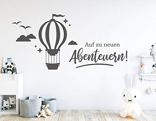tjapalo® pkm448 Wandtattoo Kinderzimmer junge Wandtattoo Babyzimmer Junge Wandsticker junge Wandaufkleber Baby Wanspruch auf zu neuen Abenteuern, Farbe: königsblau, Größe: B100xH48cm