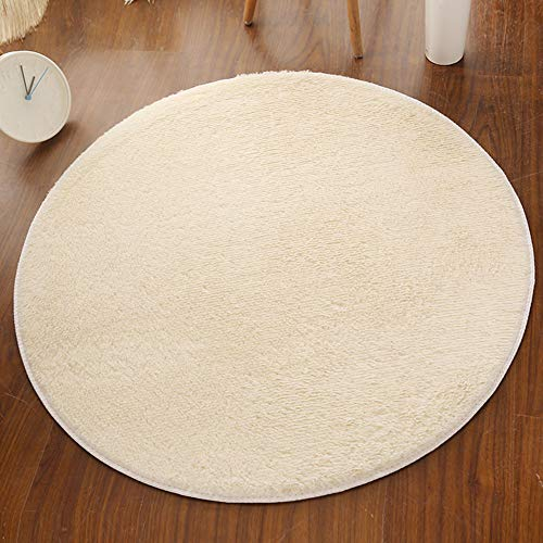 Shengwan Teppich Runder Shaggy Zimmerteppich Waschbar Sitzkissen Teppich für Kinderzimmer, Schlafzimmer, Wohnzimmer Beige Gelb Durchmesser 40cm