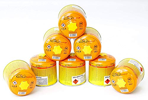 ElicoCamp Lot de 8 cartouches de gaz filetées 500 g pour réchaud à gaz de camping