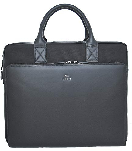 Noomi Mayfair Bag Professionelle Tasche aus echtem Leder und Leinenstoff, 44 cm, Schulranzen, 1084PTLN00, Schwarz, 1084PTLN00