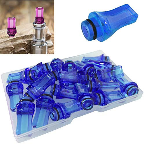 CESFONJER 20 Pcs 510 Plastic Drip Tips 510 Bocchini 28mm Lunghezza (Gocciolatore piatto blu)