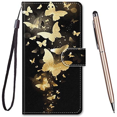 TOUCASA Handyhülle für Huawei P Smart Z,Premium Brieftasche PU Leder Flip [Kreativ Gemalt] Stoßfeste Case Handytasche Klapphülle für Huawei P Smart Z (Gelber Schmetterling)