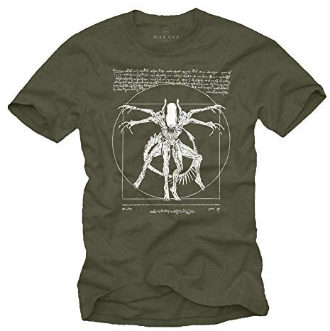 Cool Stuff for Teenagers - Da Vinci Alien T-Shirt - Gamer Gifts for Men Green XXXL