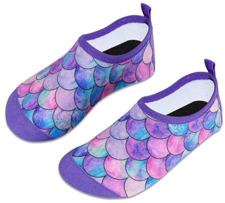 IceUnicorn Badeschuhe Kinder Schwimmschuhe Jungen Mädchen Strandschuhe Baby Aquaschuhe Barfußschuhe Kleinkind Wasserschuhe(Rosa Lila, 30/31 EU)