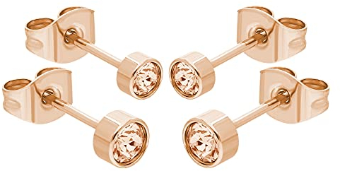 Max Palmer - Ohrstecker Set mit Kristall [05.] - rosegold - pfirsich