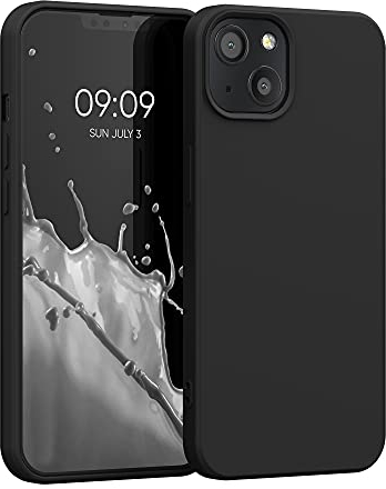 kwmobile Hülle kompatibel mit Apple iPhone 13 Hülle - gummierte TPU Silikon Handyhülle - Schutzhülle für kabelloses Laden - Case in Schwarz matt