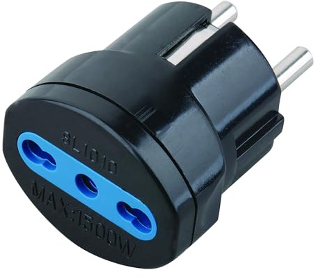 Techly 363593 Adattatore Spina Schuko a Presa 10/16A Nero Nero