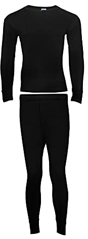 Heat Stoke®️ Men's Thermal Long Sleeves T-Shirt Long Johns Trouser Warm Base layer Black Charcoal S,M,L,XL,XXL (SINGAL SET BLACK, M)
