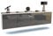TV Schrank Lowboard hängend - Erlangen - Korpus Weiss matt - Front Hochglanz Design Grau- (180x49x35cm) - Push to Open Technik & hochwertigen Leichtlaufschienen - Made in Germany