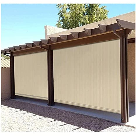 JIANFEI Outdoor Shade Blind, Exterior Roller Shade, 85% UV Protection Blinds Blocks Sun For Patio, Pergola, Easy To Install (Color : Beige, Size : 0.6x3m)