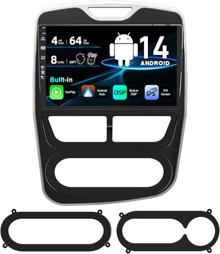 SXAUTO Android 10 Autoradio Per Renault Clio (2012-2016) - 4G+64G - Built-in Carplay/Android Auto/DSP - LED Camera MIC GRATUITI - Supporto DAB Fast-boot 360-Camera Volante 4G WiFi - 2 Din 10.1 Pollici