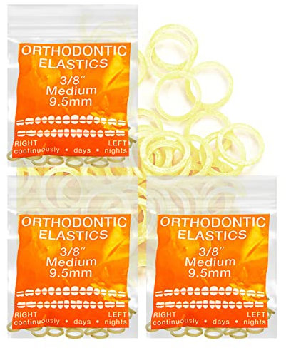 Latex Amber 3 Packs 300 counts MEDIUM 3/8inch 9.5mm Intraoral Elastic Bands Unimedic Orthodontic Elastics Dental Rubber Bands Made in US (Medium, 3/8inch, 9.5mm)
