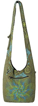 Vishes Damen Umhängetasche Stoff Beuteltasche Schulter Taschen Yogi Bag Baumwolltasche Mandala