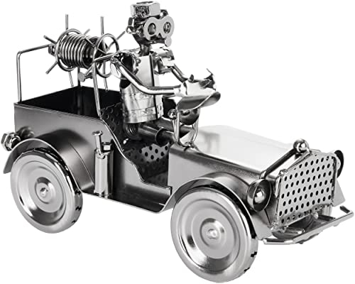 BRUBAKER Schraubenmännchen Feuerwehrauto - Feuerwehr Eisenfigur Metallmännchen - Oldtimer Löschfahrzeug - Handarbeit Metallfigur Geschenk für Feuerwehrmann Feuerwehrfrau