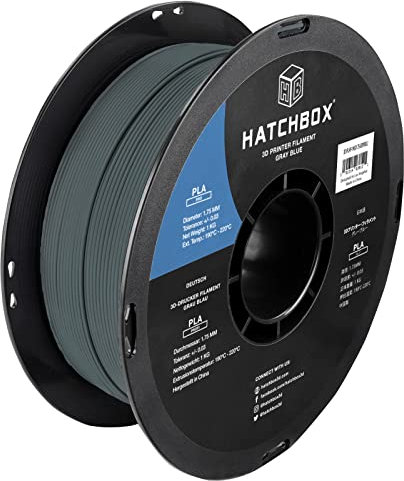HATCHBOX PLA PRO+ 3D-Drucker-Filament, Maßgenauigkeit +/- 0,03 mm, 1 kg Spule, 1,75 mm, Graublau