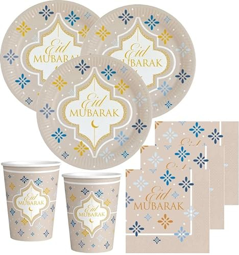 48 Teile Party Deko Set Eid Mubarak 16 Personen