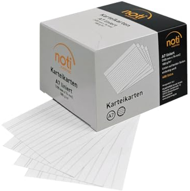 Karteikarten A7, 105 x 74mm liniert, weiß, 400 Stück in praktischer Spenderbox, für Vokabeln, als Lernkarten, Moderationskarten, Büro und Schule in 180g/m²