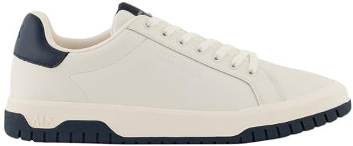 Armani Exchange Duck, Leather, Logo Back, Scarpe da Ginnastica Uomo, off White Navy, 43 EU