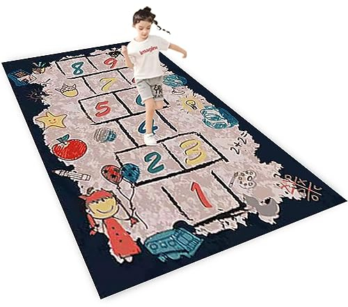 JCTQBHQF Kinderteppich HüPfspiel Teppich MäDchen Jungen,Hopscotch Spielteppich für Kinderzimmer, Babyzimmer oder Spielzimmer Grau (A,180x270CM)