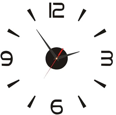 Tissting Orologio da Parete Fai-da-te Senza Cornice, Adesivo da Parete Moderno Grande da 40 Cm/15,7 Pollici Orologio da Parete 3D in Acrilico Alimentato a Batteria per Decorazioni Murali