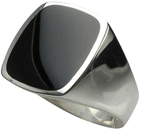 Massiver Siegelring aus Silber 925 mit Onyx, Größe:74 (23.6 mm)