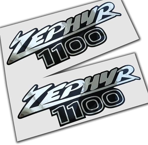 Zephyr 1100 Silber Chrom auf Schwarz Aufkleber Grafiken Aufkleber x 2 Stück
