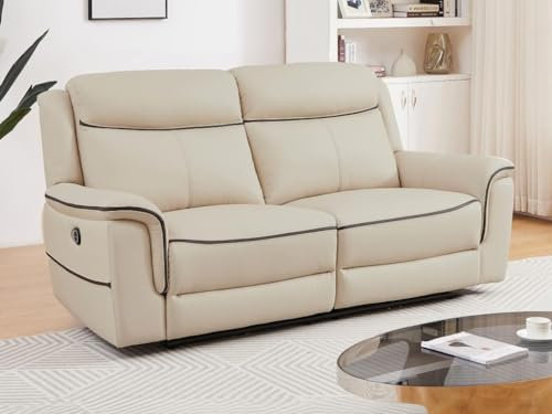 Vente-unique - Relaxsofa 3 Adelio - Leder - beige