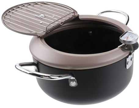 ABOOFAN Friteuse mit Thermometer Brattopf Japanischer Wok japanische pfanne Tempura-Fritteusentopf Mini-Frittepfanne Bratpfanne Fritteuse mit Ölfilterhalter eben Halterung Muschelschale