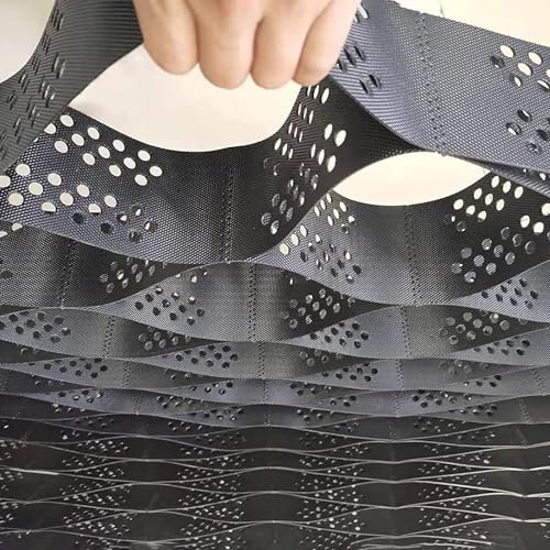 TIST Géogrille extensible noire – Stabilisateur de gravier de protection pour remblai de jardin extérieur, découpable et personnalisable (taille : 6 m x 6 m)