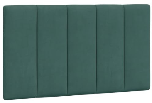 vidaXL Kopfteil Kissen Hanko, Kopfteilkissen mit Linien-Design, Bett Kopfkissen mit Klettverschlüssen auf Rückseite, Kopfteilpolster Kopfpolster, Dunkelgrün 80cm Samt