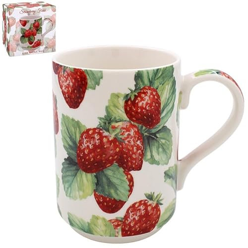 Lesser & Pavey Strawberry Field Mug | Ceramic Coffee Mugs for Home or Work | Premium Design Mug for All Occasions | Lovely Mugs for Tea, Coffee & Hot Drinks