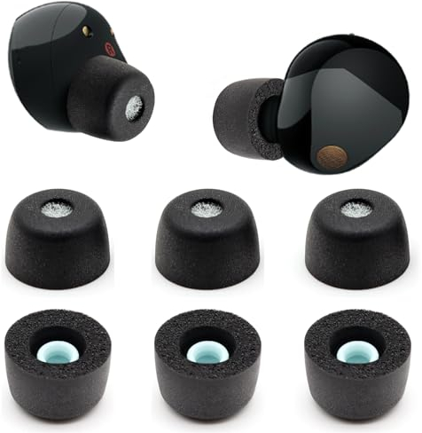 Memory Foam Ear Buds für Sony WF-1000XM5, Ohrstöpsel Ersatz Sony Ear Piece Foam Tips für WF-1000XM5 WF-1000XM4 Fit Charging Case (Matte Oberfläche, 3 Paar, L)