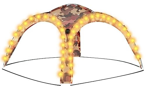 Kangmusi Partyzelt mit LED und 4 Seitenwänden 3,6x3,6x2,3 m Tarnfarben, 93078kangmusi