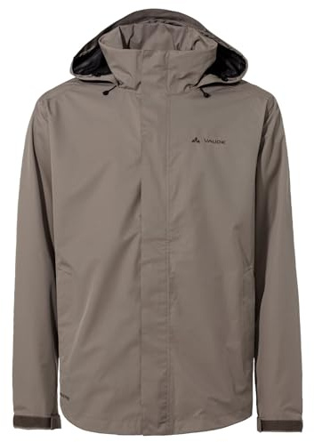 VAUDE Escape Light Regenjacke Herren wasserdicht – Leichte 2-Lagen Jacke mit verstaubarer Kapuze, winddicht und atmungsaktiv, coconut,L
