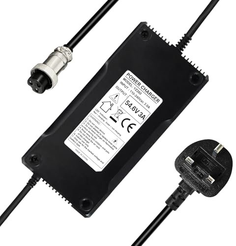 YZPOWER 54.6V 3A Battery Charger For Electric Scooter Lithium, For M4 Pro Two Wheel E-Scooter Charger, For 48V Li-ion Lithium Battery, Electric Bike Charging Adapter, With 3P GX16(1+3-) Connector