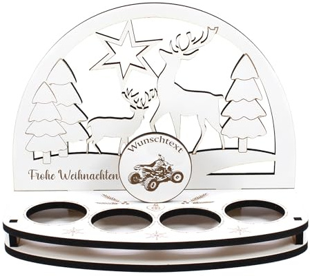 Dekolando Deko Schwibbogen Teelichthalter Quad Personalisiert Weihnachten Weihnachtsdekoration Adventskranz Lichterbogen Kerzenbogen Schmuckbogen Adventslicht