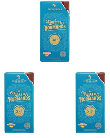 Chevaliers d'Argouges - Tablette chocolat lait 33% - La tablette des Normands chocolat lait 33% - 100g (Lot de 3)