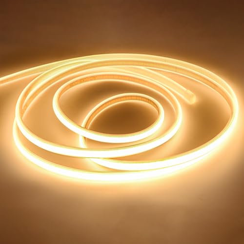 pcning IP67 Impermeabile Strip LED COB 220V 3M 320leds/m Flessibile Striscia Bianco Caldo 3000K, Strisce LED 220 Volt da Esterno 3 Metri (Bianco Caldo, 3M)