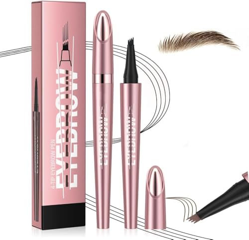 2024 New 3D Microblading Eyebrow Pen | Waterproof Long-lasting Natural Brow Pencil | Magic Eyebrow Pencil, Precision Micro-fork Tip for Fine Hair-like Strokes (Dark Brown)